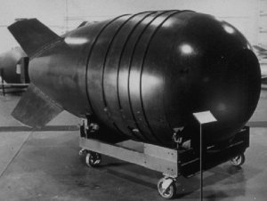 This is 'Little Boy' the codename for the type of atomic bomb dropped on Hiroshima.